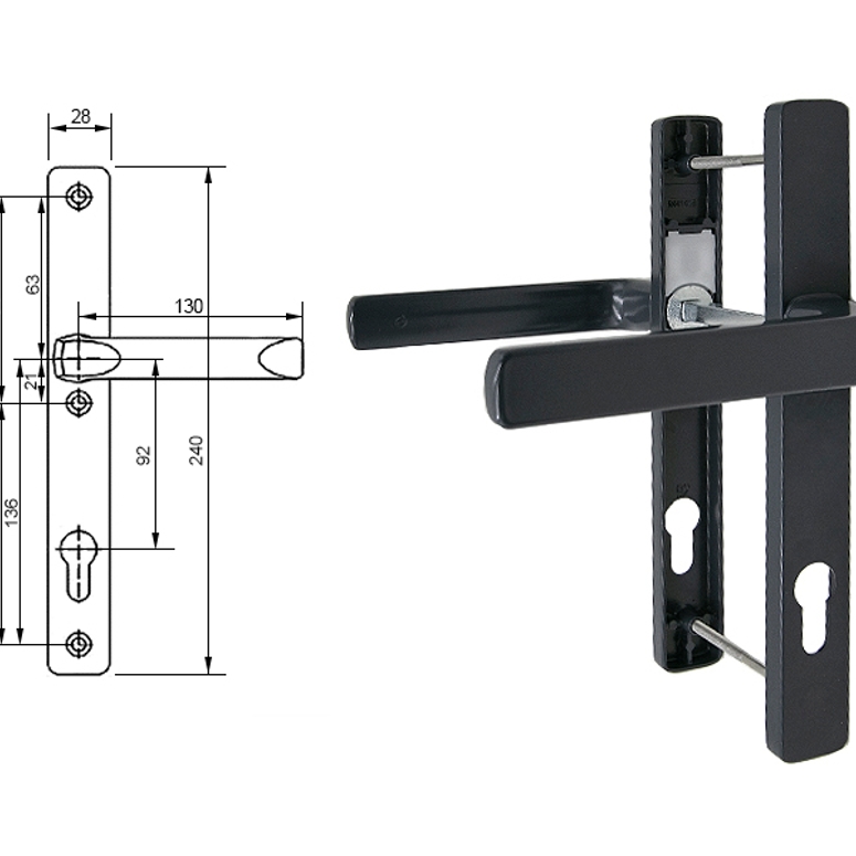 Гарнитур дверной нажимной GL 92-28 мм антрацит RAL7024 STROXX в Москве