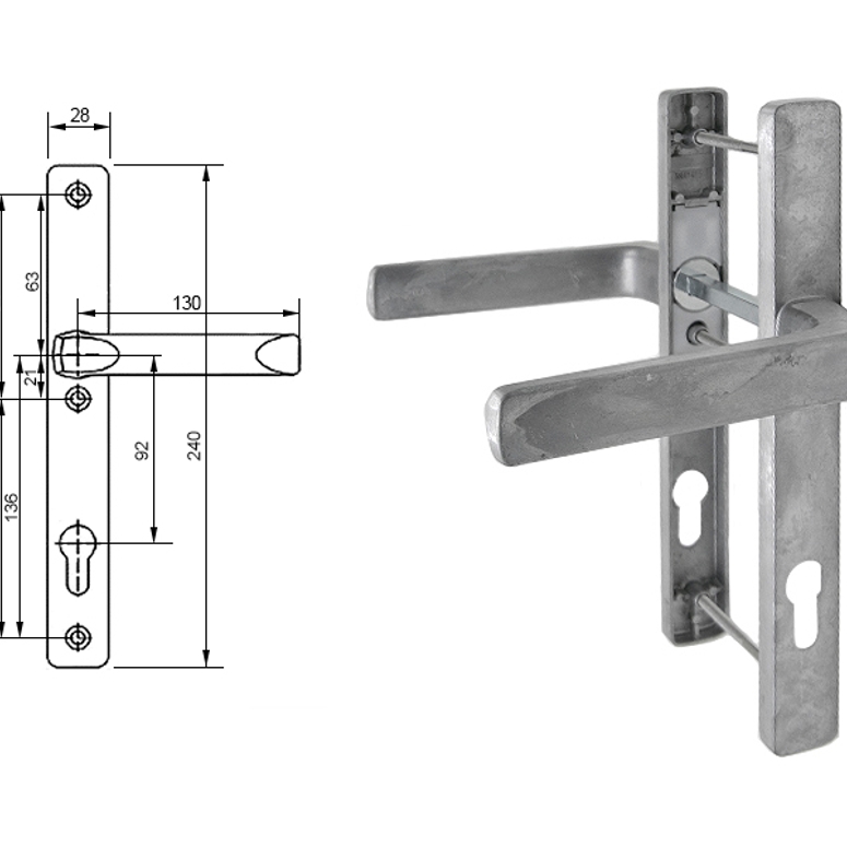 Гарнитур дверной нажимной GL 92-28 мм неокрашенный STROXX в Москве