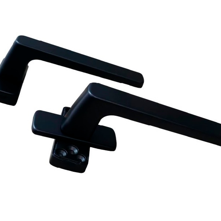 Гарнитур нажимной двусторонний раздельный с розеткой GL черный RAL9005 STROXX в Новосибирске