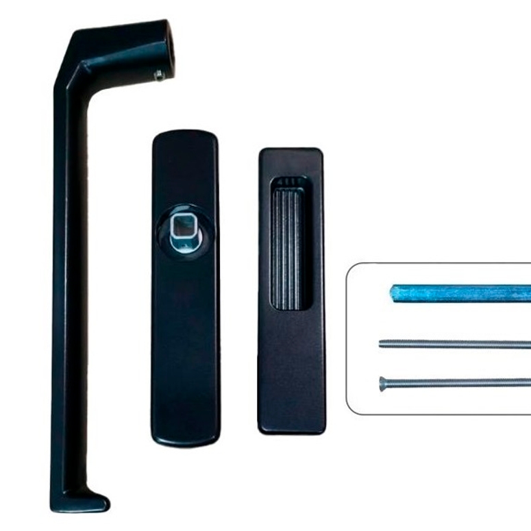 Ручка+ручка-ракушка для HS портала без отверстия под цилиндр комплект черный RAL9005 STROXX в Новосибирске_Изображение_2