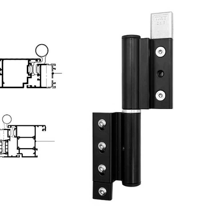Петля дверная 2-х секционная клеммная регулируемая 120кг черная RAL9005 STROXX в Москве