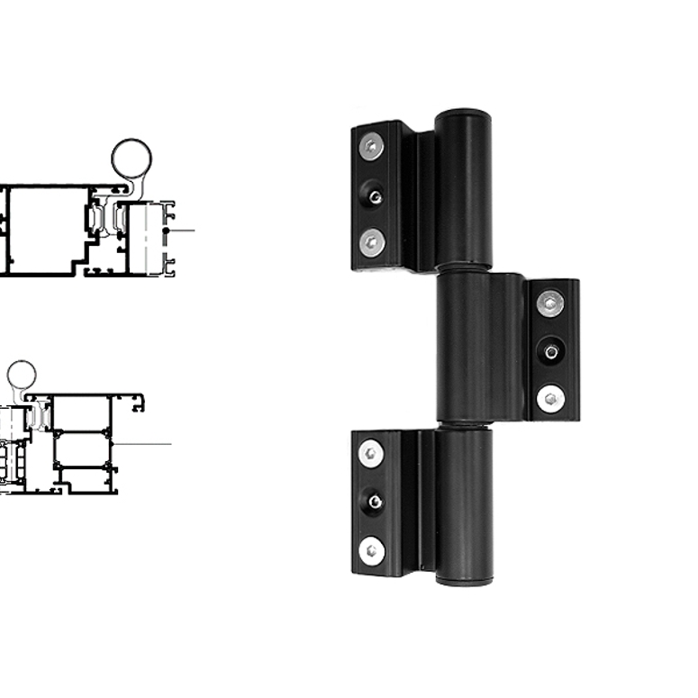 Петля дверная 3-х секционная клеммная регулируемая 90 кг черная RAL9005 STROXX в Москве