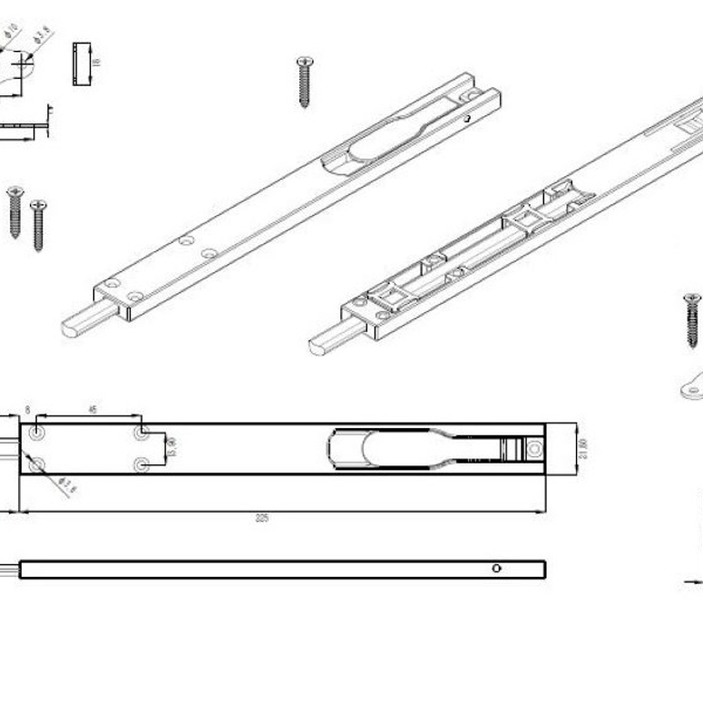 Шпингалет для штульповых алюминиевых дверей 225мм черный STROXX в Новосибирске_Изображение_2