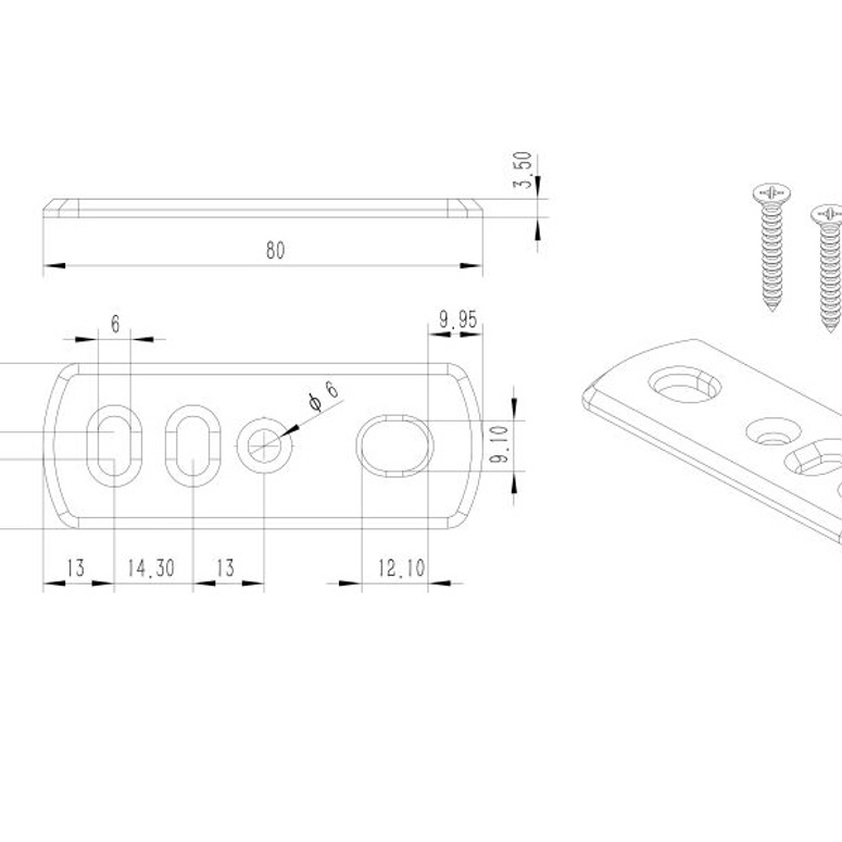 Планка ответная для шпингалета алюминиевых дверей нижняя STROXX в Новосибирске_Изображение_2
